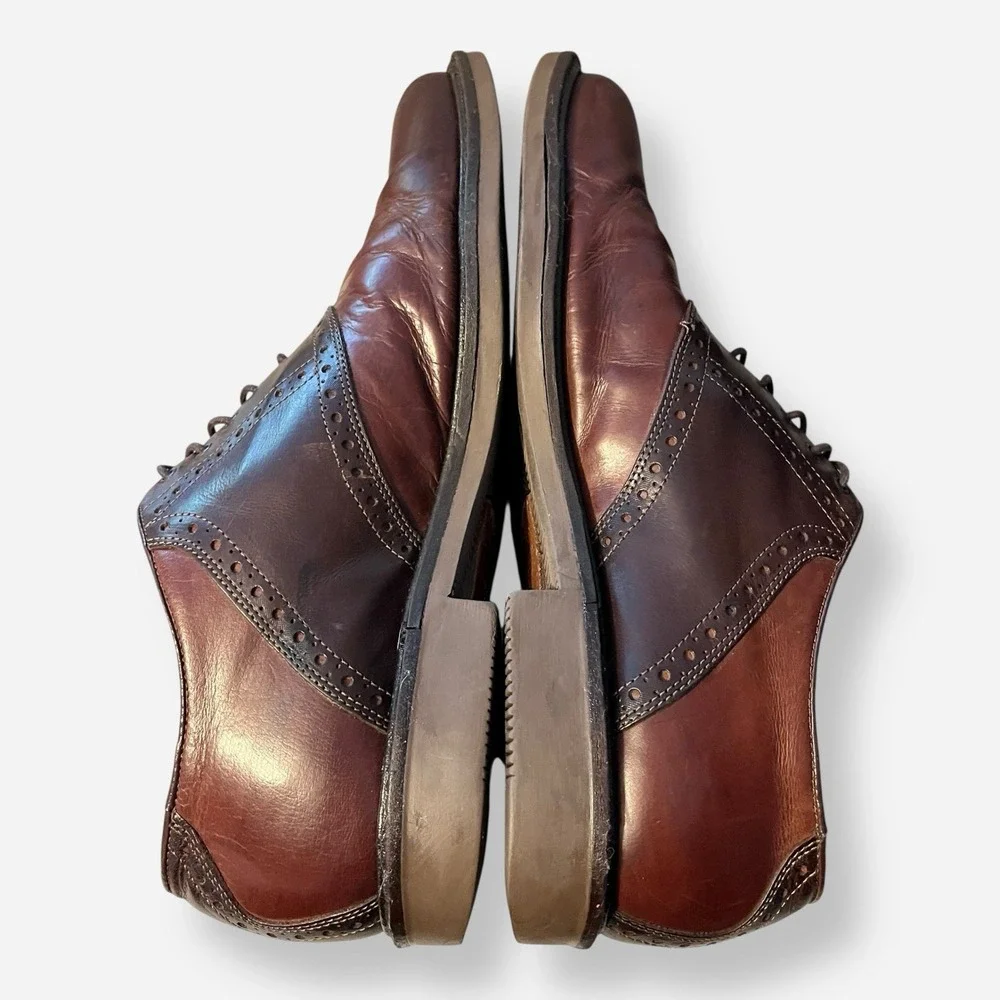 Johnston & Murphy Mens Saddle Oxfords‎ Dress Shoes Sz 13 Brown Two Tone Italy